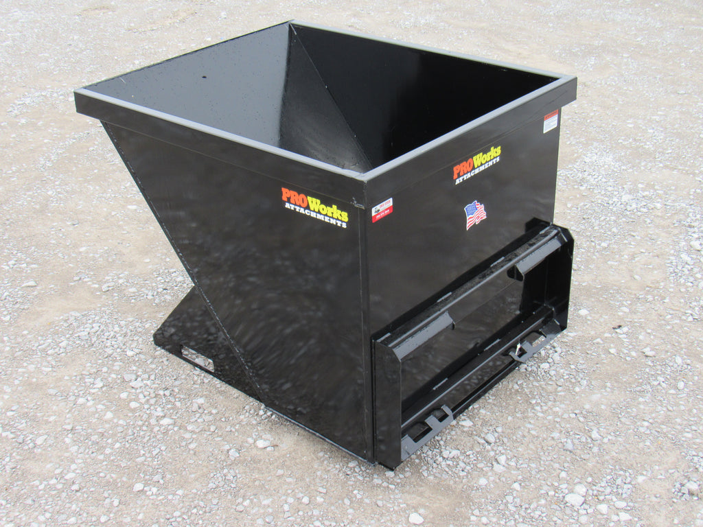 PROWORKS 2 Cubic Yard Trash Hopper Dumpster Fits Skid Steer Quick Attach