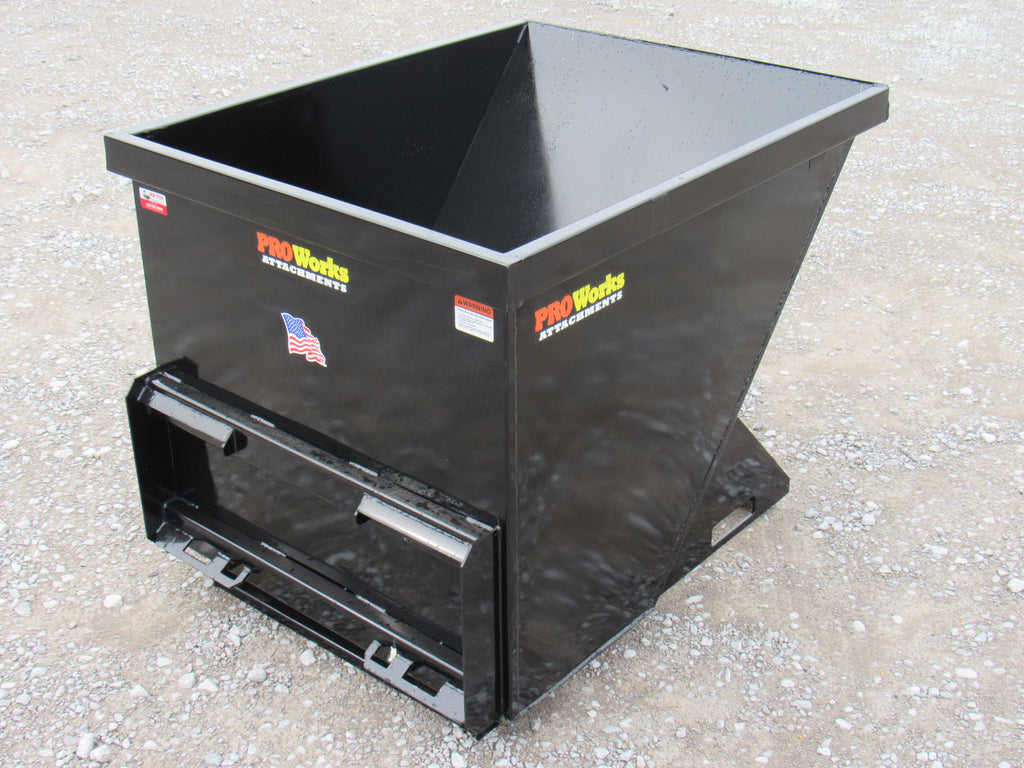 PROWORKS 2 Cubic Yard Trash Hopper Dumpster Fits Skid Steer Quick Attach