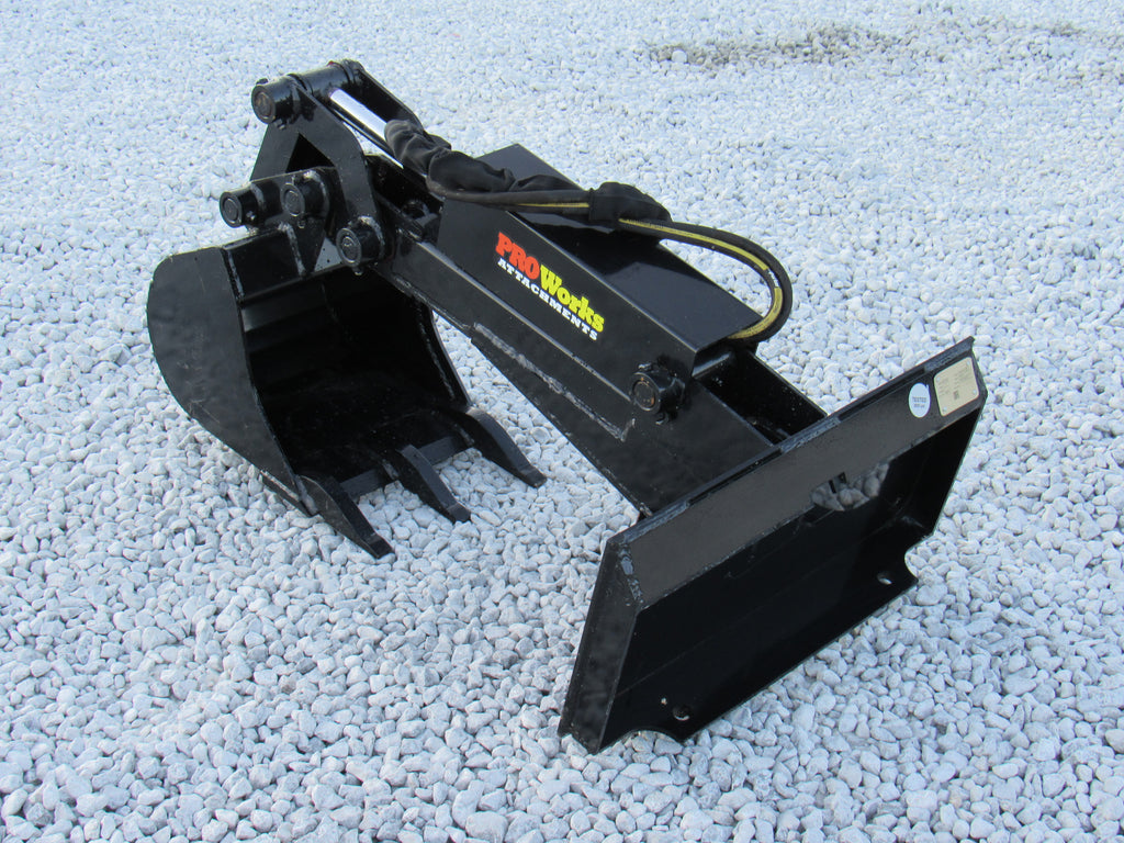 PROWORKS Backhoe Attachment with 12″ Bucket Fits Mini Skid Steer